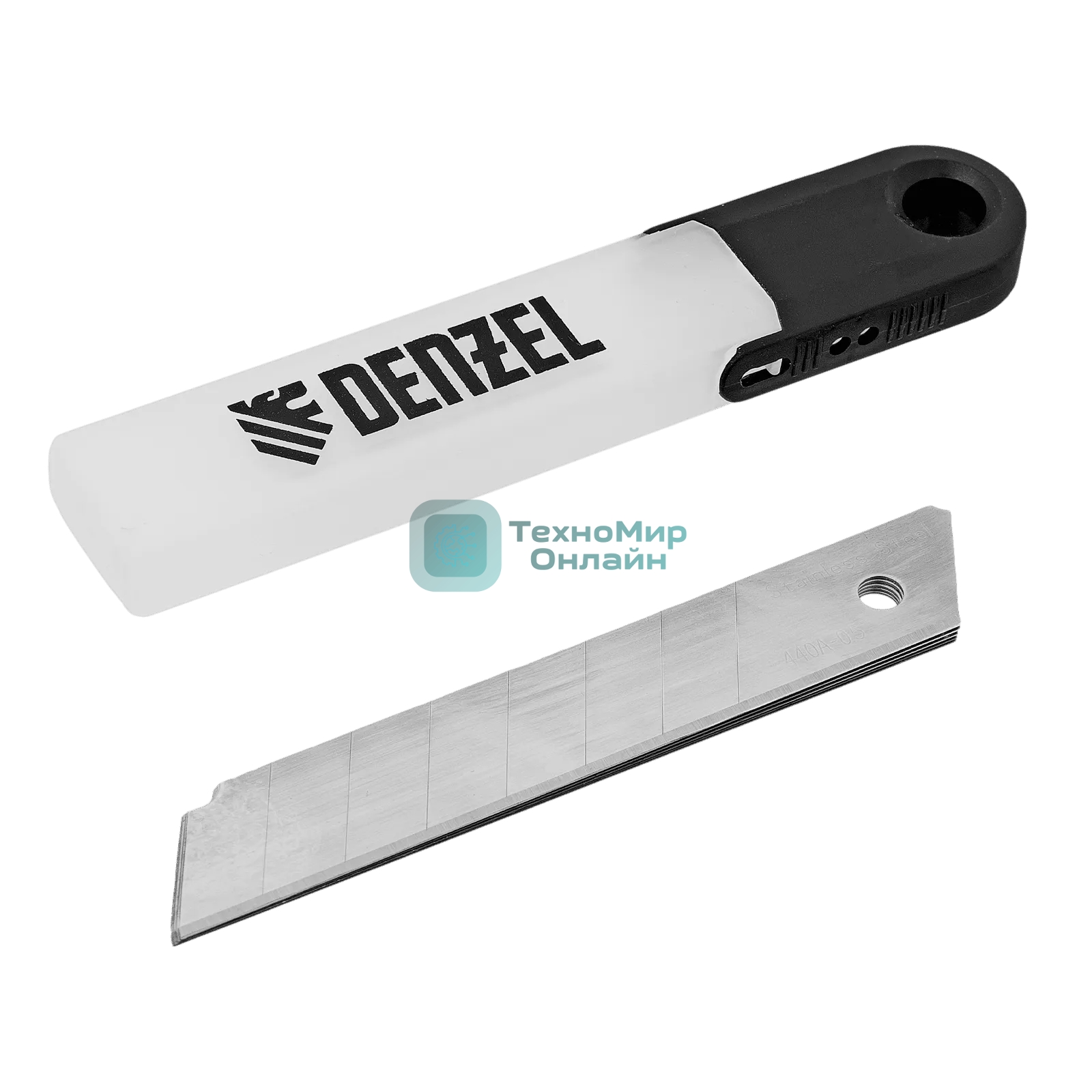 Лезвия Denzel 18 мм, нерж. сталь 440, 0,5 мм, 5 шт.