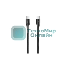Кабель OLMIO STYLE, Type-C - Type-C, 60W, 1.2м, тканевая оплетка, черный