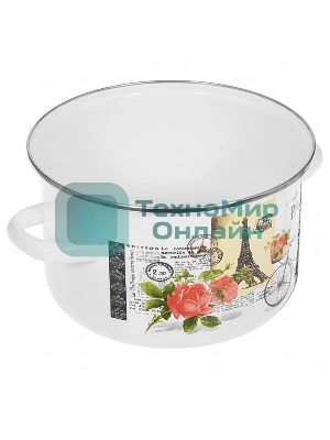 Кастрюля Appetite 1RD201М Париж с крышкой, эмалированная сталь, цилиндрическая 4 л