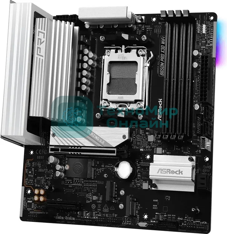 Материнская плата Asrock B650M PRO X3D WIFI Socket AM5 AMD B650 4xDDR5 mATX AC`97 8ch(7.1) 2.5Gg RAID+HDMI+DP