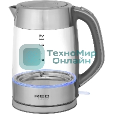 Чайник электрический Red Solution RK-G138 1.7л. 2200Вт серый (корпус: стекло)