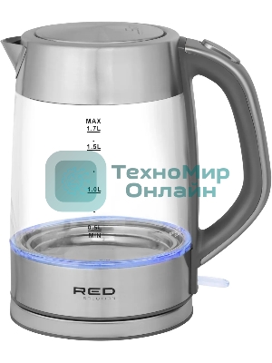 Чайник электрический Red Solution RK-G138 1.7л. 2200Вт серый (корпус: стекло)