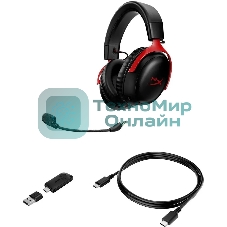 Гарнитура HyperX Cloud III чёрный-красный, беспроводная, радиоканал