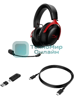 Гарнитура HyperX Cloud III чёрный-красный, беспроводная, радиоканал