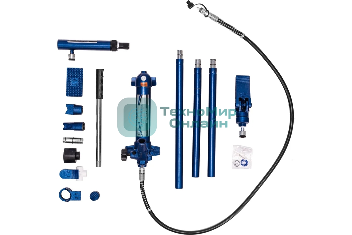Растяжка гидравлическая Stels 51352 4 т, набор из 17 предметов, 7 сменных насадок, в метал. кейсе