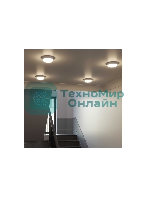 Светильник светодиодный Gauss ECO IP65 D140x51 8W 680lm 4000K ЖКХ круглый с оптико-акустическ. сенс.