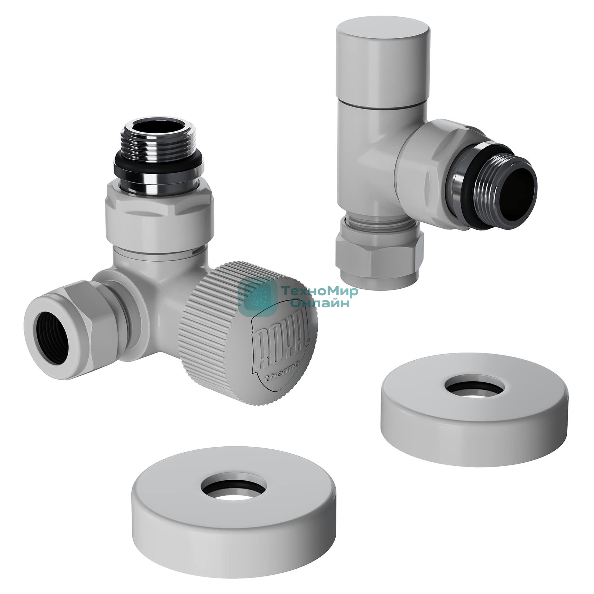 Набор термостатический трехосевой Royal Thermo Design Pro 15мм М30х1,5 (белый)