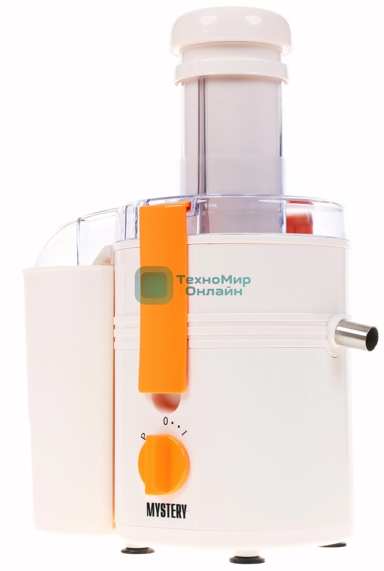 Соковыжималка Mystery MJE-1901 белый, центробежная, 900 Вт, 900 мл, механическое