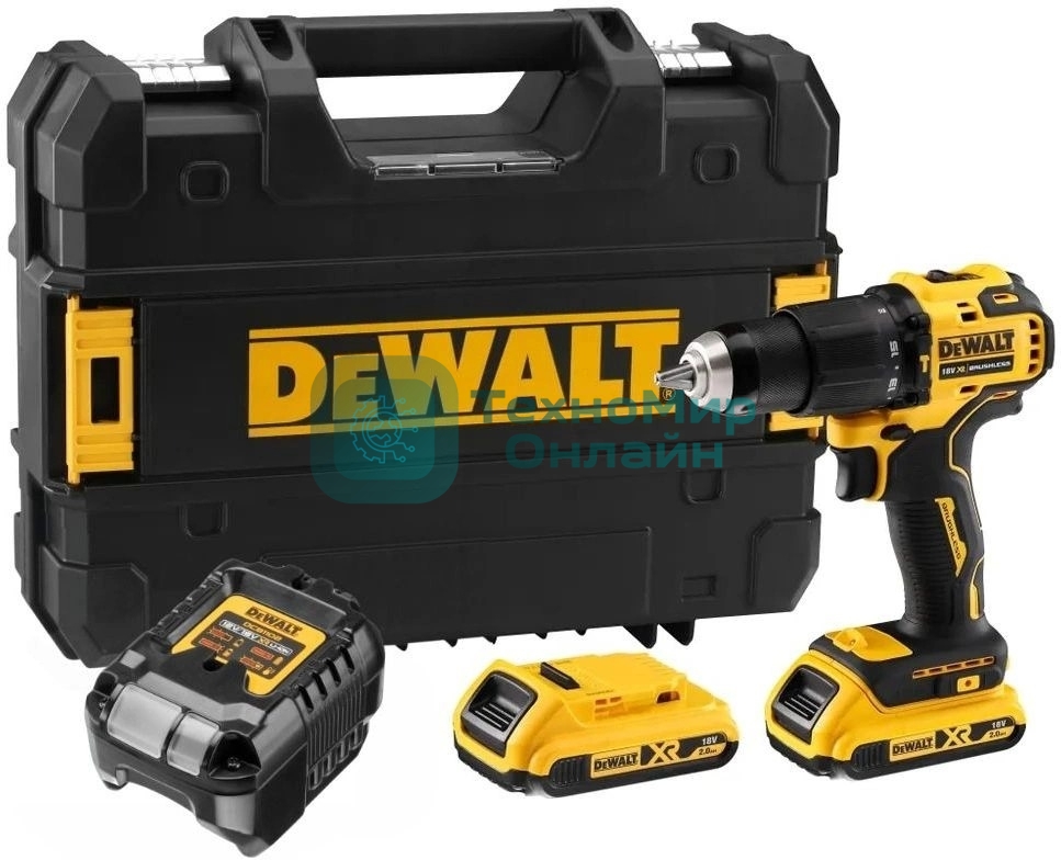 Дрель-шуруповерт DeWalt DCD709D2T, 18 В, 2 Ач, 65 Нм, бесщеточный