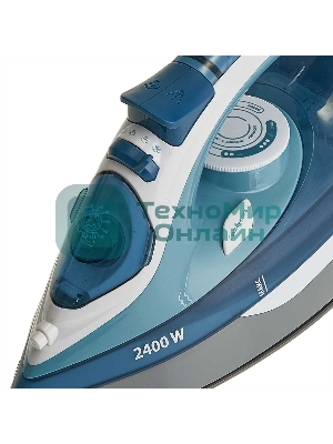 Утюг Delta LUX DL-712 белый с серо-голубым, 2400 Вт, 30 г/мин, 150 г/мин, 350 мл