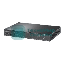 Настольный коммутатор TP-Link TL-SL1311P, 8 портов 10/100 Мбит/с с поддержкой PoE+, 2 гигабитных порта без поддержки PoE, 1 порт SFP, 802.3af/at, бюджет PoE — 65 Вт, стальной корпус