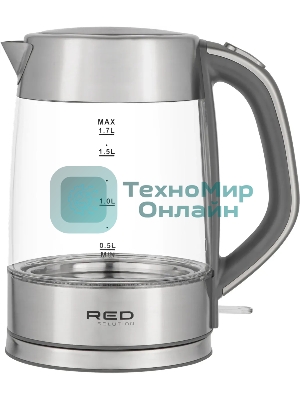Чайник электрический Red Solution RK-G138 1.7л. 2200Вт серый (корпус: стекло)