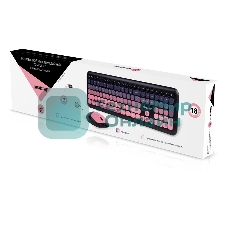 Комплект клавиатура+мышь Smartbuy 666395AG беспроводной, USB, 1000 DPI, чёрно-розовый