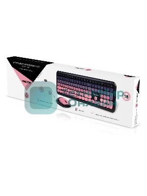 Комплект клавиатура+мышь Smartbuy 666395AG беспроводной, USB, 1000 DPI, чёрно-розовый