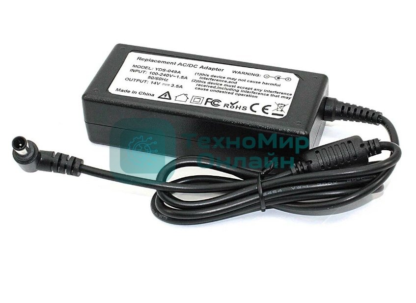 Блок питания (сетевой адаптер) для ноутбуков Samsung 14V 3.5A 6.5x4.4, OEM