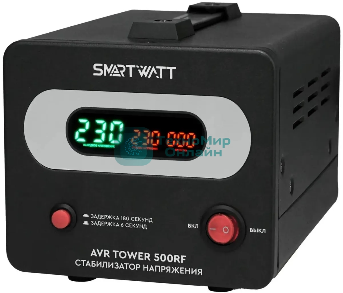 Напольный стабилизатор напряжения SMARTWATT AVR TOWER 500RF (140W - 260W, 500VA, 0.5 кВт, 50-60 Гц, розеток - 1, LED-дис