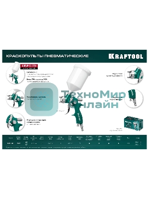 Краскопульт пневматический KRAFTOOL AirFlat LVLP c верхним бачком, 1.4мм