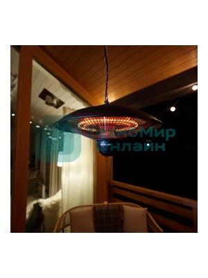 Обогреватель инфракрасный подвесной Rexant черный, 1500 Вт, 25 м2, термостат, 3 режима обогрева