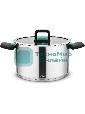Кастрюля LARA LR02-245 Изумруд 6,4 л, нержавеющая сталь, с крышкой