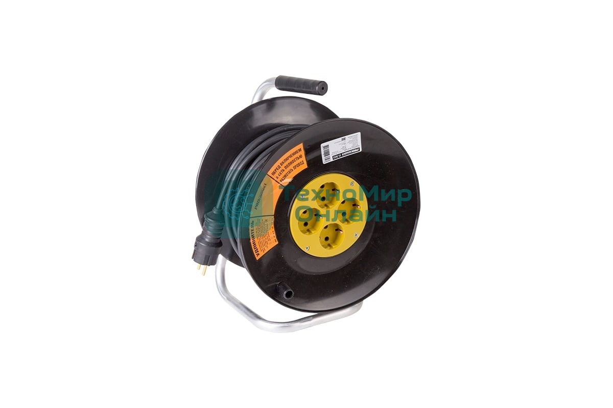 Удлинитель силовой PROconnect на катушке PROFESSIONAL 4 гнезда с/з 40 м 3х2,5 мм² 11-7614