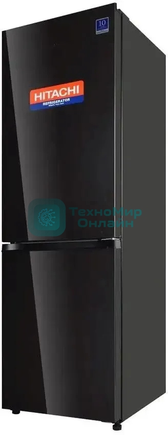 Холодильник Hitachi R-B410PUC6 BBK черный двухкамерный 215/105л морозилка снизу, No Frost