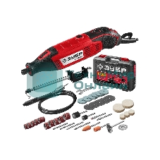 Прямошлифовальная машина (гравер) Зубр ЗГ-160 КН41, 220В, 160 Вт, 3.2 мм, 15000-35000 об/мин, набор насадок, цанг и державок, гибкий вал, штатив, 41 предмет, кейс