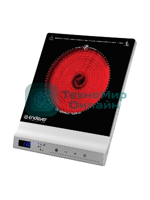 Плитка электрическая со стеклокерамической поверхностью Endever Skyline DP-71, черный/серебристый, мощность 2000 Вт, 10 уровней мощности, 5 шт/уп