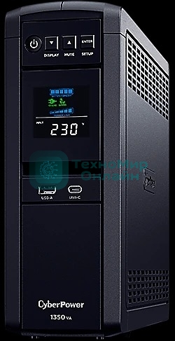 Источник бесперебойного питания Cyberpower CP1350EPFCLCD Line-Interactive 1350VA/810W USB/RS-232/RJ11/45 (6 EURO)