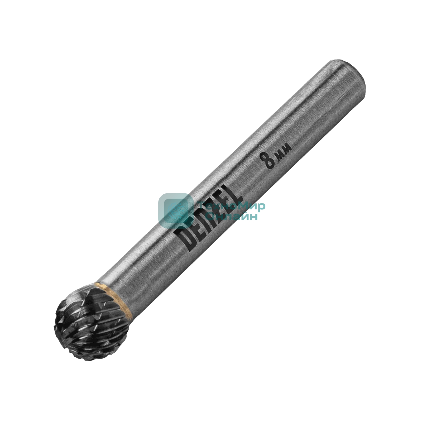 Борфреза по металлу Denzel твердосплавная, шарообразная, тип-D, 8 мм