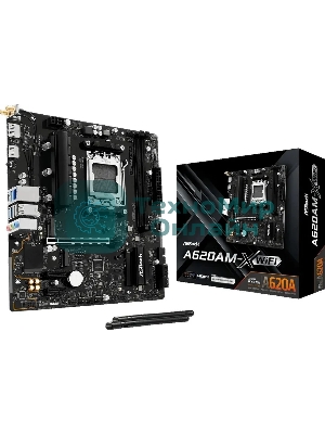 Материнская плата Asrock A620AM-X WiFi Socket AM5 AMD A620A 2xDDR5 mATX AC`97 8ch(7.1) 2.5Gg RAID+HDMI+DP