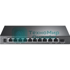 Настольный коммутатор TP-Link TL-SL1311P, 8 портов 10/100 Мбит/с с поддержкой PoE+, 2 гигабитных порта без поддержки PoE, 1 порт SFP, 802.3af/at, бюджет PoE — 65 Вт, стальной корпус
