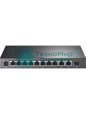 Настольный коммутатор TP-Link TL-SL1311P, 8 портов 10/100 Мбит/с с поддержкой PoE+, 2 гигабитных порта без поддержки PoE, 1 порт SFP, 802.3af/at, бюджет PoE — 65 Вт, стальной корпус