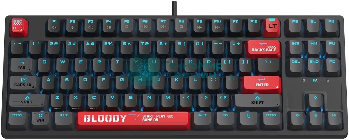 Клавиатура A4Tech Bloody AT87 проводная USB черный/красный