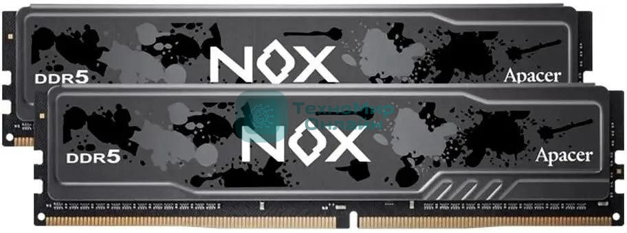Оперативная память Apacer Nox, DDR5, 32Gb (2x16Gb), 5200MHz, CL40, DIMM, радиатор, серый/черный