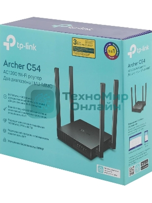 Роутер беспроводной TP-Link Archer C54 AC1200 10/100BASE-TX черный