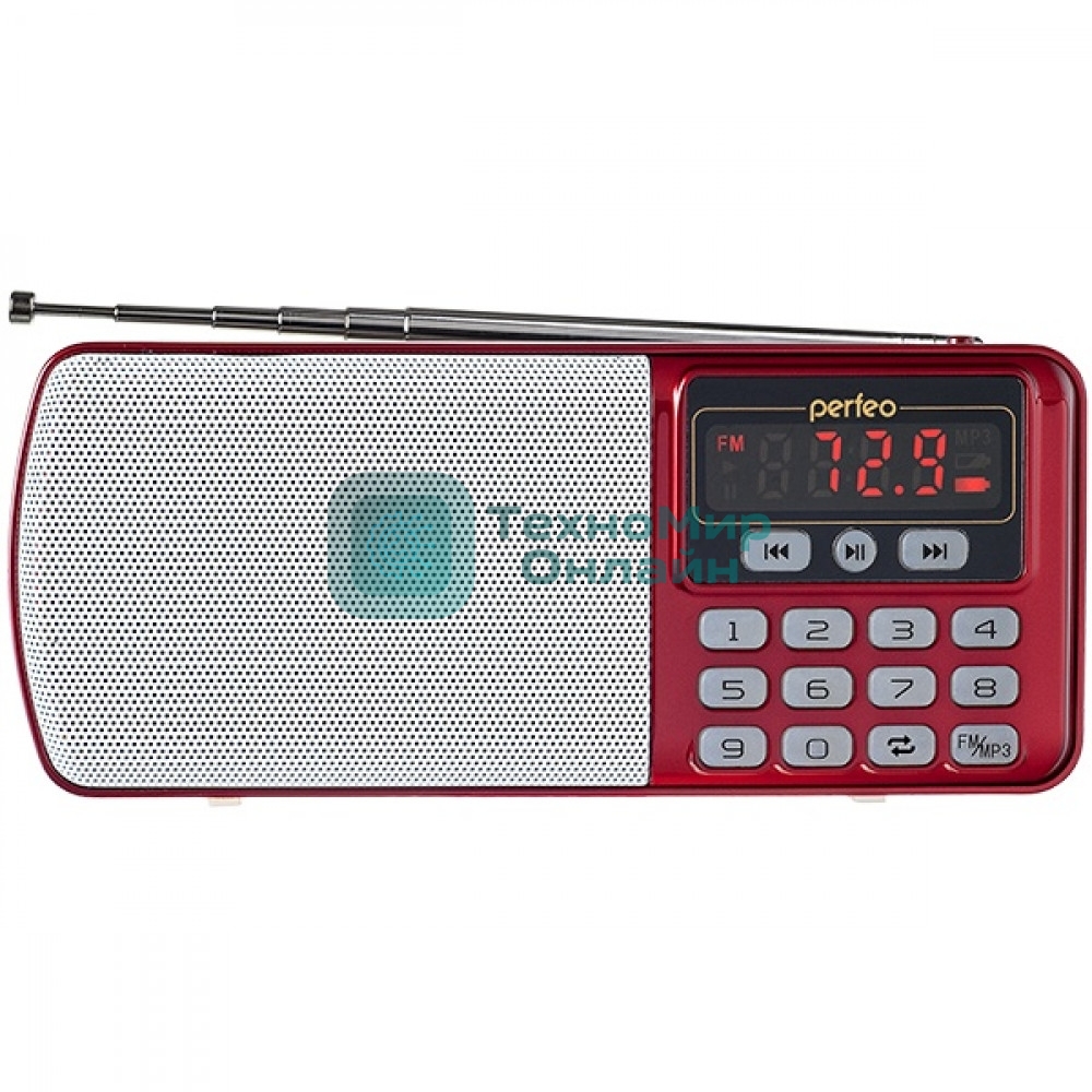 Радиоприемник цифровой Perfeo ЕГЕРЬ FM+ 70-108МГц/ MP3/ питание USB или BL5C/ красный(i120-RED)	
