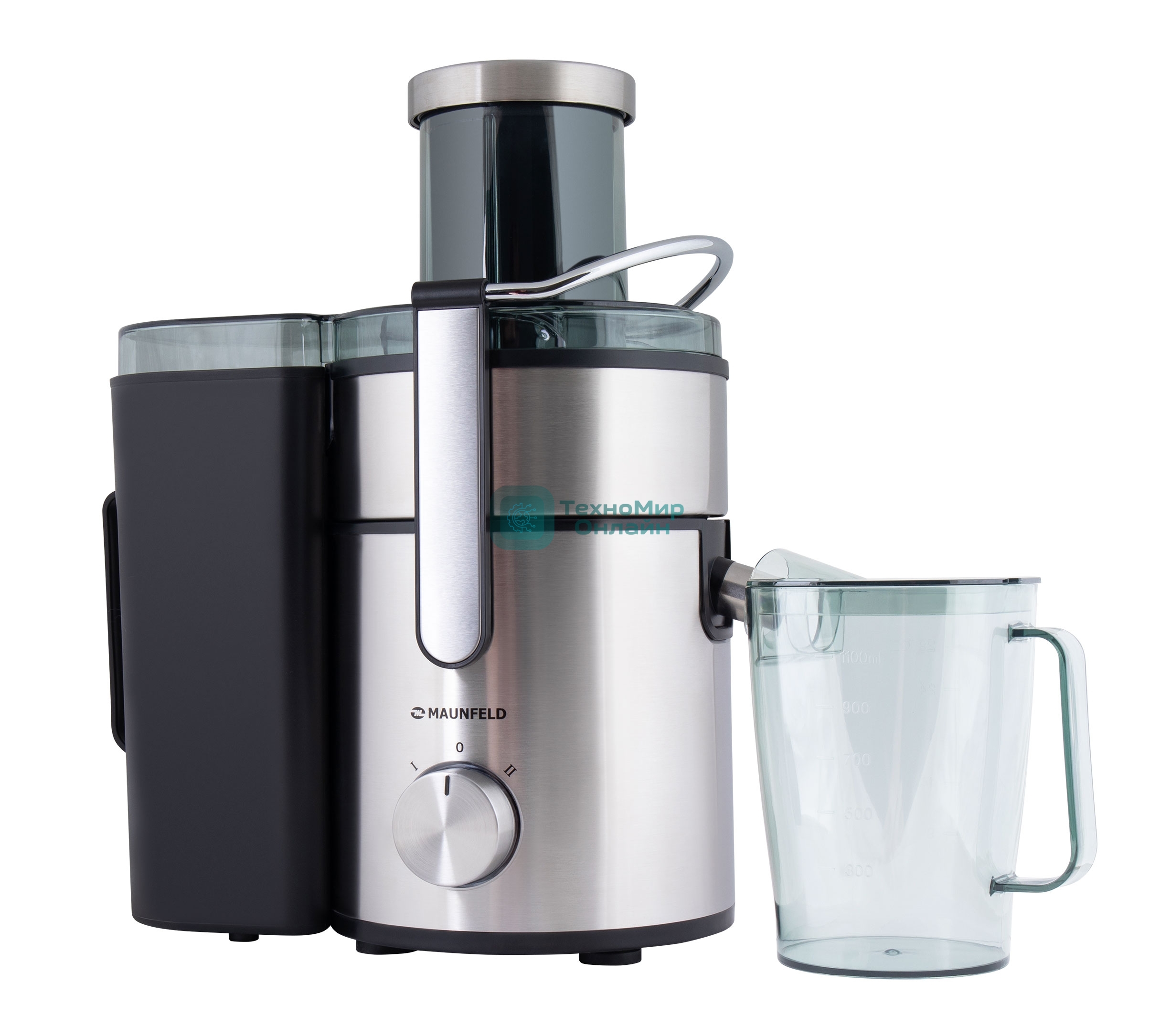 Соковыжималка Maunfeld MJE.1500S нержавеющая сталь, центробежная, 1500 Вт, 1100 мл, механическое