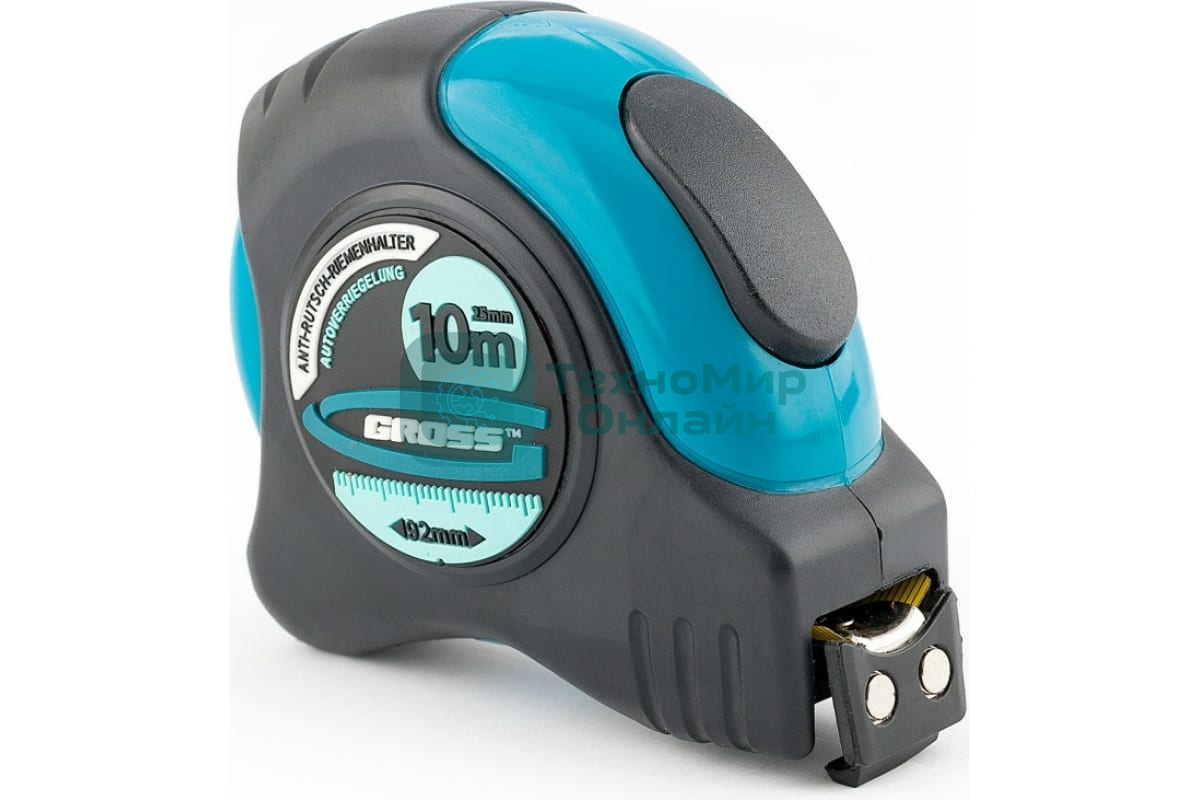 Рулетка Gross 31115 ''schlagfest'' 10м x 25мм магн. обрез зацеп двухст. шкала автоматич. фиксация