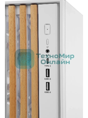 Корпус Formula V Line TimberLine T0 White, ATX, wood+plastic front, TYPE-C*1, USB3.0*2, FRONT 3x120мм FRGB, REAR 1x120мм FRGB