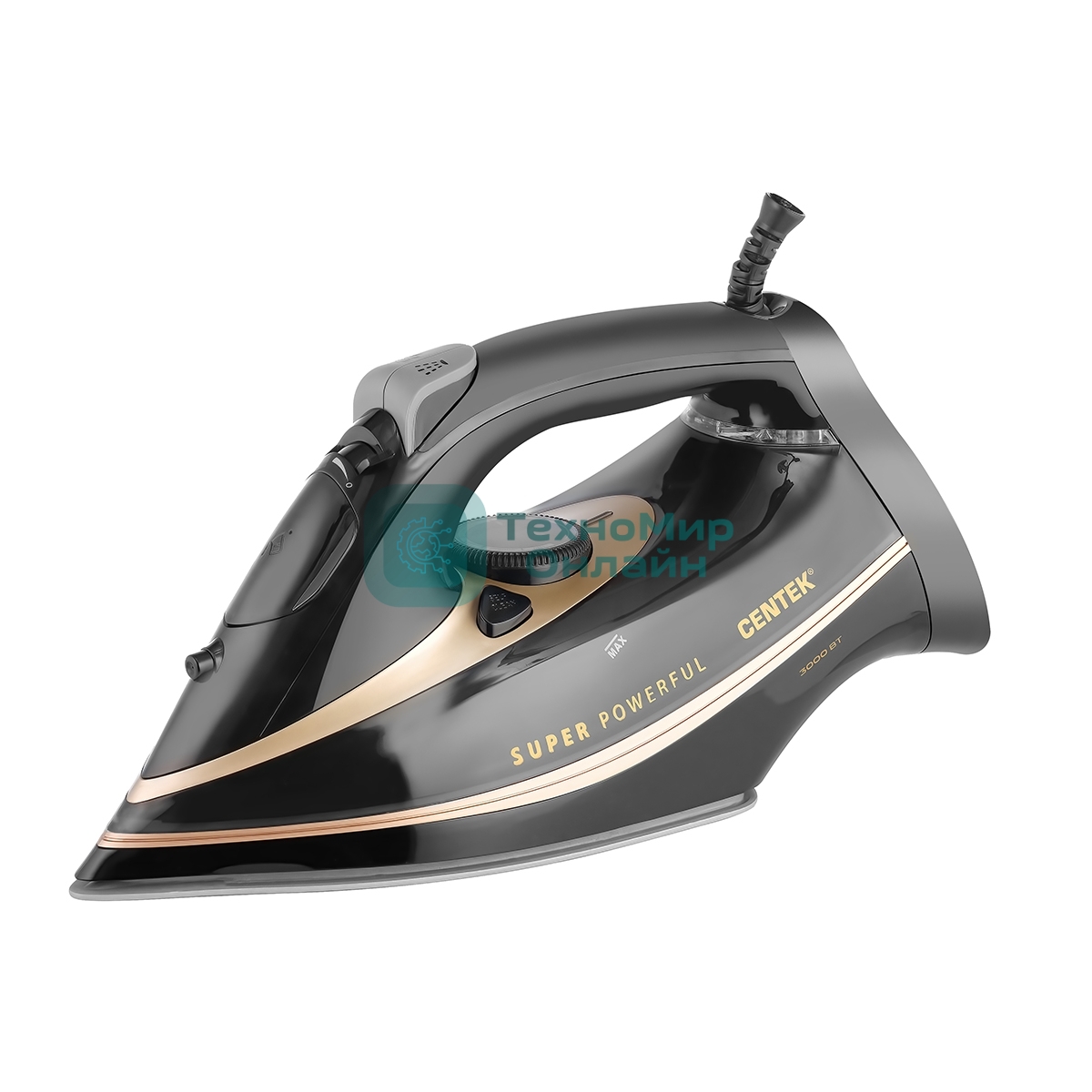 Утюг Centek CT-2346 GOLD черный/золотистый, 3200 Вт, 45 г/мин, 190 г/мин, 400 мл