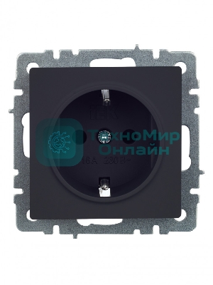 Розетка 1-местная IEK BRITE 16А РС14-1-0-БрГ с заземлением, с защитными шторками, 16А, графит