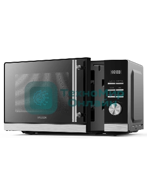 Микроволновая печь Hyundai HYM-D3005 черный/стальной, 20 л, 700 Вт, переключатели - кнопки, электронный поворотный механизм