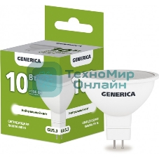Лампа cветодиодная LED MR16 IEK LL-MR16-10-230-40-GU5-G софит 10Вт 230В 4000К GU5.3 GENERICA