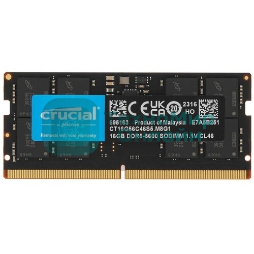 Оперативная память Crucial DDR5, 16GB (1x16 GB), 5600 MHz, CL46, SO-DIMM