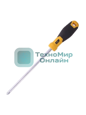 Крестовая отвертка Deli DL638200 PH3x200мм CR-V, Двухкомпонентная ручка. Хромированная.