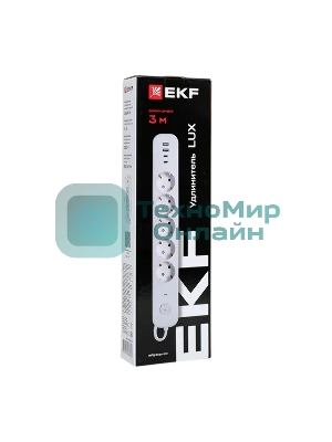 Удлинитель EKF UBA-LUX-503-TC 5х3 м IP20 2USB 2.4А+2type-C LUX 1.5 кв.мм