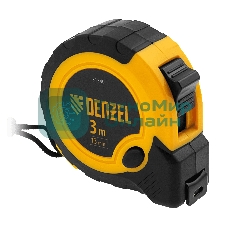 Рулетка Denzel 3м х 13мм, двухкомп. корпус, кнопка-пауза