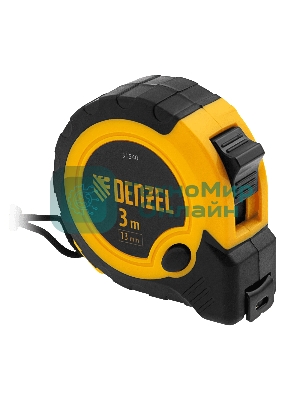 Рулетка Denzel 3м х 13мм, двухкомп. корпус, кнопка-пауза