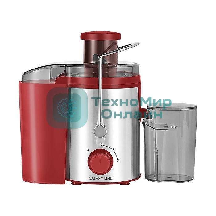 Соковыжималка GALAXY LINE GL 0816 красный/серебристый, центробежная, 850 Вт, 550 мл, механическое