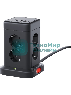 Сетевой фильтр Defender ILS 453 (3 м, 8 розеток, 2USB-A, 2USB-C)